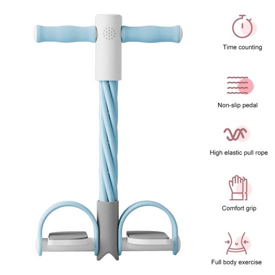 Pedalmotstandsbånd med digital kontra multifunksjonsspenntau 4/6-rørs elastisk yogapedaltrekker Kroppstøyningstrener Hjemmegymtrening