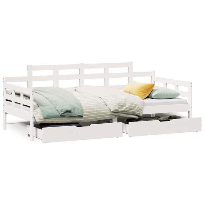 VidaXL Day Bed and Drawers Without Mattress White 80x200 Cm Solid Wood 3302123