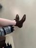 French Retro Suede Huge Good-looking Short Boots Women's Fashion Foreign Low-heeled Small Ankle Boots Square Head Elastic Thin Boots