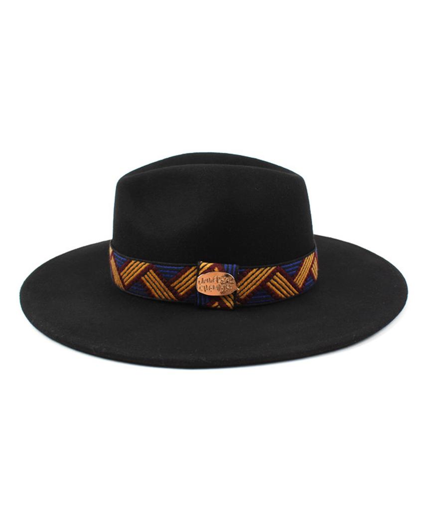 Yunibeosyeolkemiseuteuli Metal Ethnic Line Wool Fedora