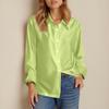 Women's Fashionable And Casual -color Long-sleeved Cotton And Linen Shirt Top