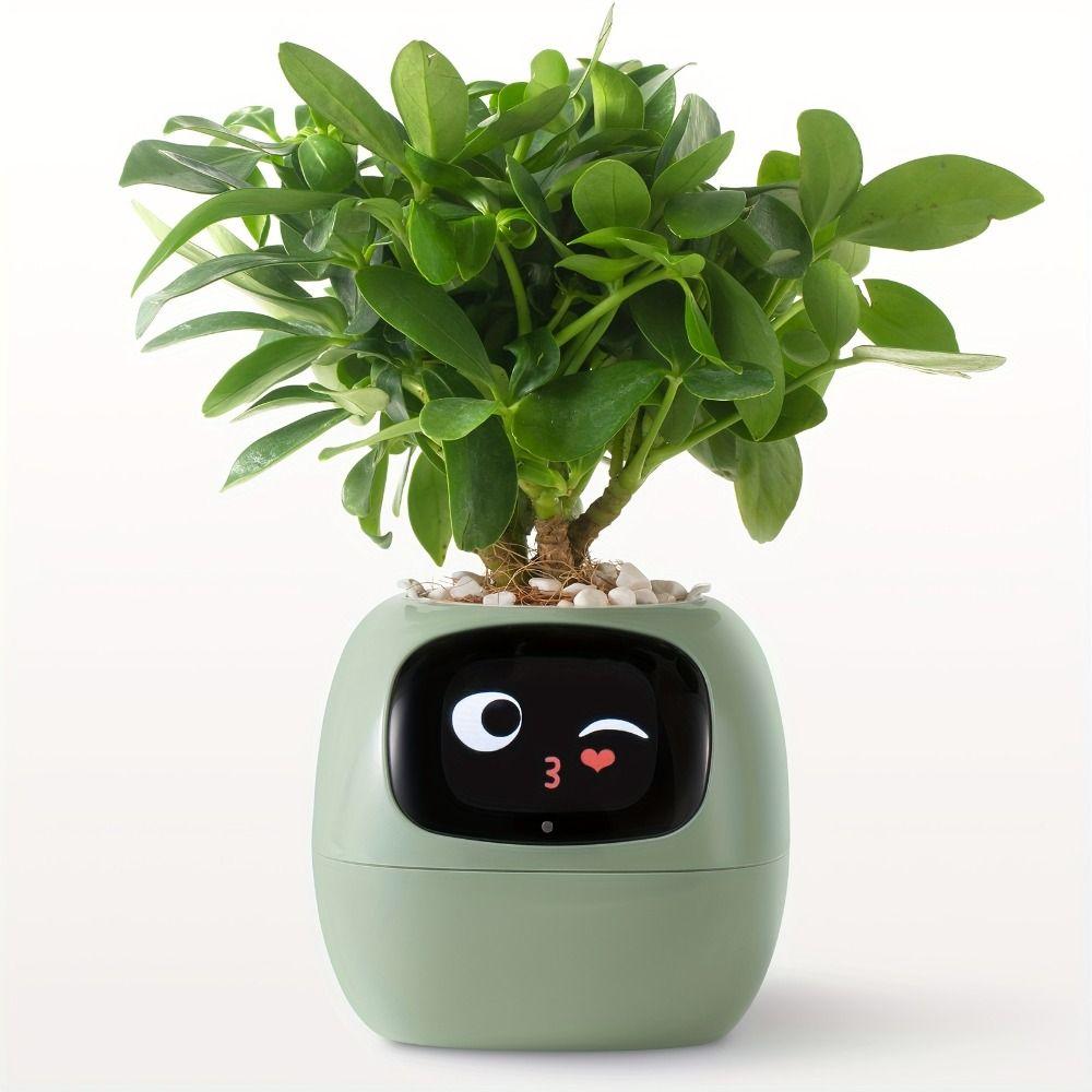 

Rich Expression Plant Robot Vases Robot Guidance Умный цветочный горшок для украшения рабочего стола белый