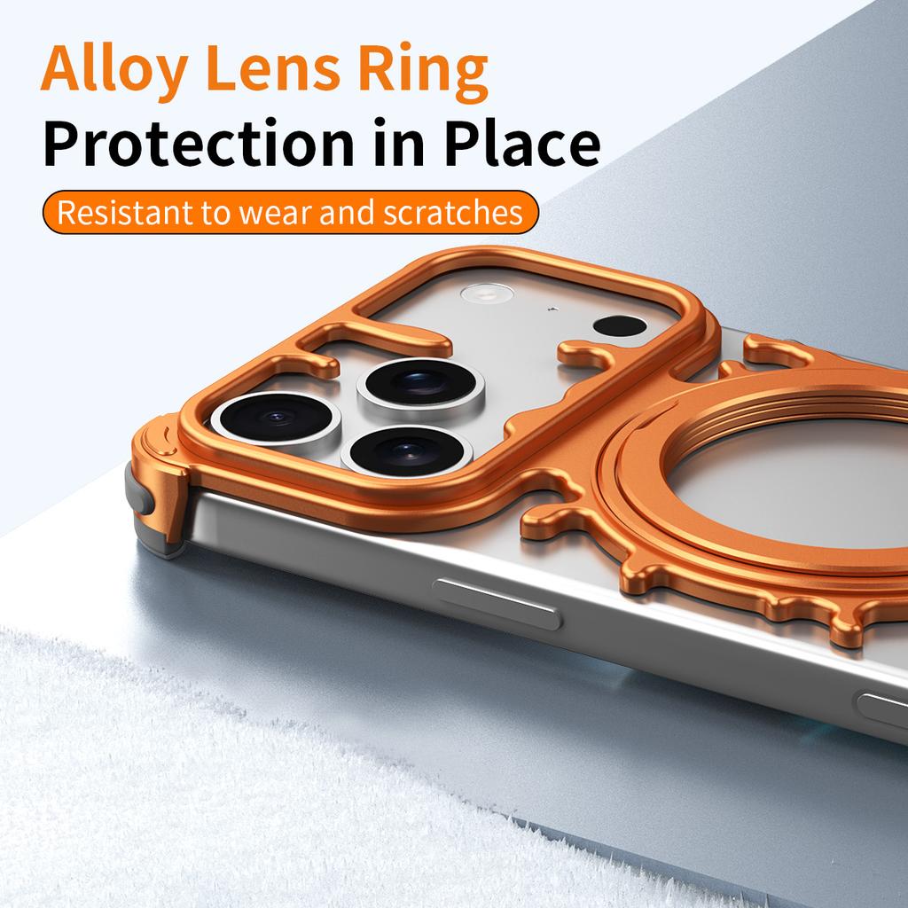 Glacier Series for iPhone 17 Pro Max Bumper Case Rotating Kickstand Metal Phone Cover Compatible with MagSafe