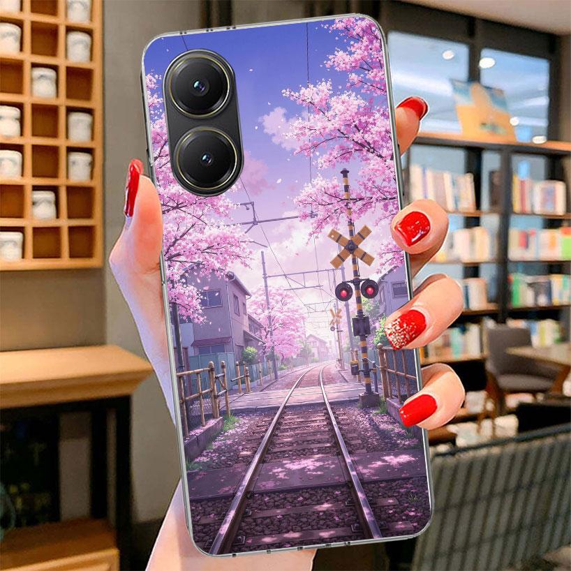

Retro Japanese Sakura Train Phone Case For Xiaomi Poco F7 Ultra X7 X6 X5 Pro M7 Redmi 15C 15 13C 13 12C 12 10C 10 9A 9C 9T 9 She Xiaomi Poco F7