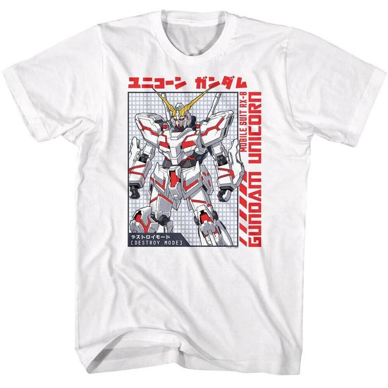 Gundam Shirt Unicorn Destroy Mode Japanese Robot Men's Tees