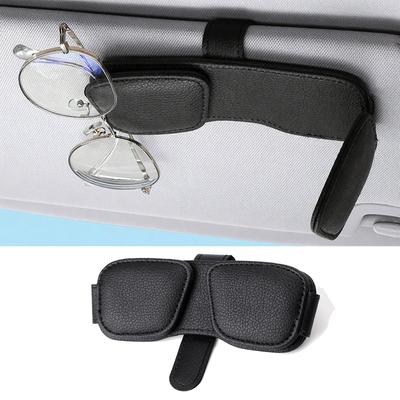 DENGUJD Sunglasses Holder for Leather Eyeglasses Car Card Card Black Car, Holder, Storage, Leather-like, Holder, Glasses, Clip,