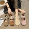 With pearl dress, outer wear single shoes versatile Mary Jane shoes women's sole with princess shoes retro women's soft skirt