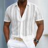 Men S Short Sleeve Striped Hollow Out Casual Summer Shirt