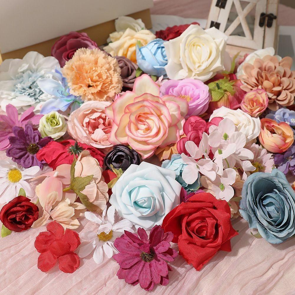 20/40/60/80/100 Stück Zufällige Stil-Kunstblumen-Mischung Fake-Blumen für Heimdekoration Hochzeitsdekoration DIY-Geschenk-Ornament