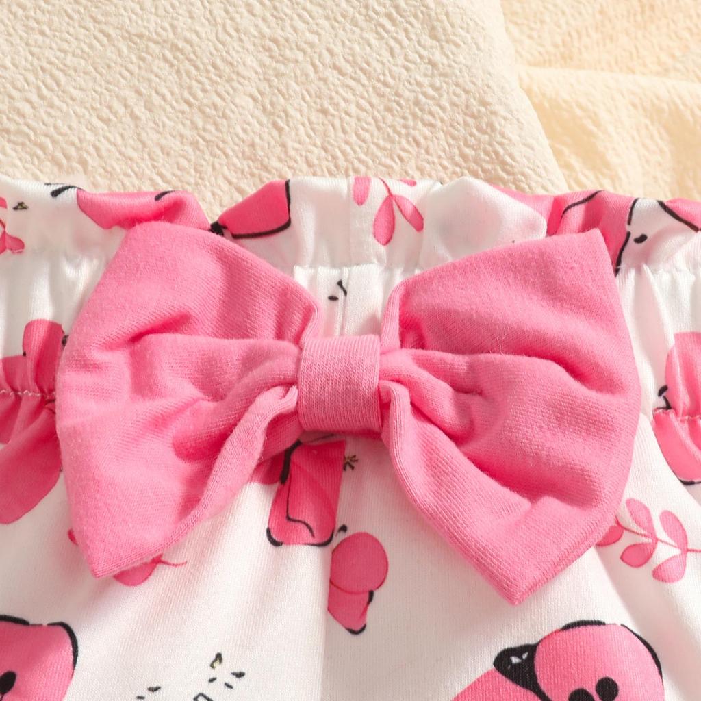 2026 Autumn Baby Girl Long-Sleeve Bodysuit, Bow Floral Pants & Headband Set