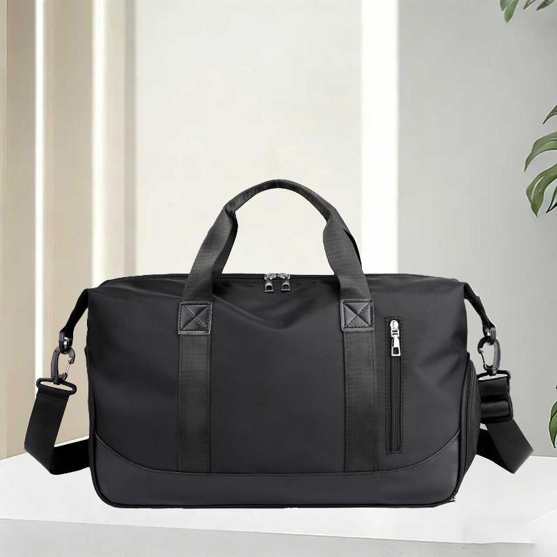 Color Block Waterproof Duffle Bag, With Independent Shoe Compartment Portable Gym Bag For Sports Fitness Short Travel Weekend Trip