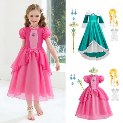 Kinder Prinzessinnenkleid Kostüm Leichtes Polyesterkleid Bühnenauftritt Und Tägliches Outfit für Halloween Cosplay Geburtstagsparty