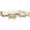 12 Piece Garden Lounge Set with Cream Colored Cushions Bamboo