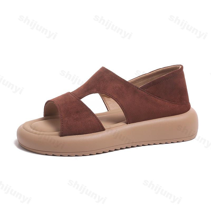 Fashion 2025 Summer Thick Bottom Casual Sandals for Women's Comfortable Fashion Open Toes Low Heel Lightweight Outdoor Beach Cool Shoes