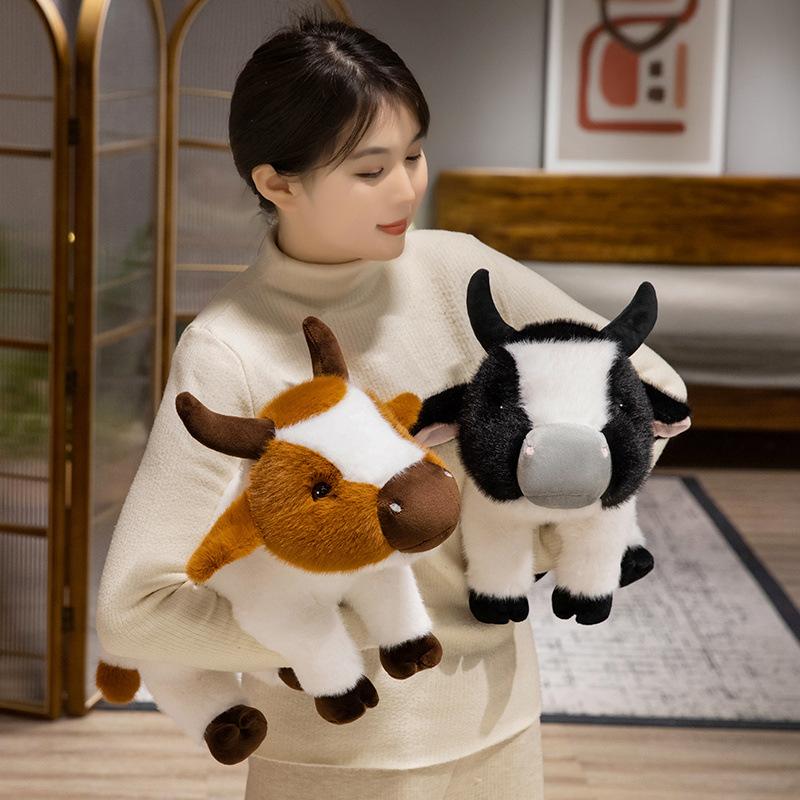 Cartoon Simulation Cow Doll Plush Toy Brown Cow Calf Doll Children Accompany Soothing Puppet