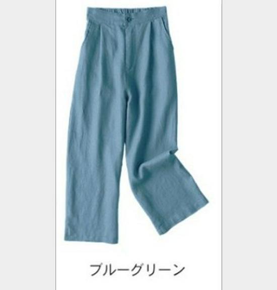 

Женские брюки на весну 2025 года с широкими штанинами из смесового льна - Свободные, Легкие, Однотонные, Прямые штанины длиной девять точек. 2XL небесно-голубой