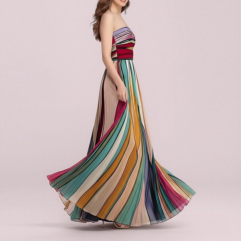 Spring 2026 Women's Elegant Pleated Print Dresses - European & American Style