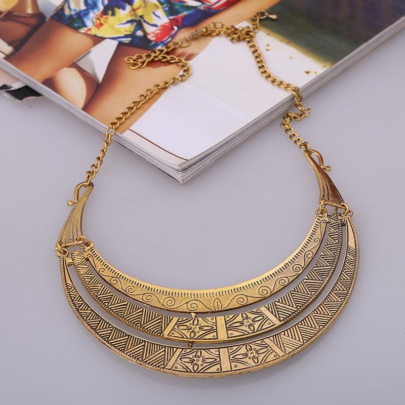 European and American Alloy Retro Necklace Metal Pattern Totem Collar