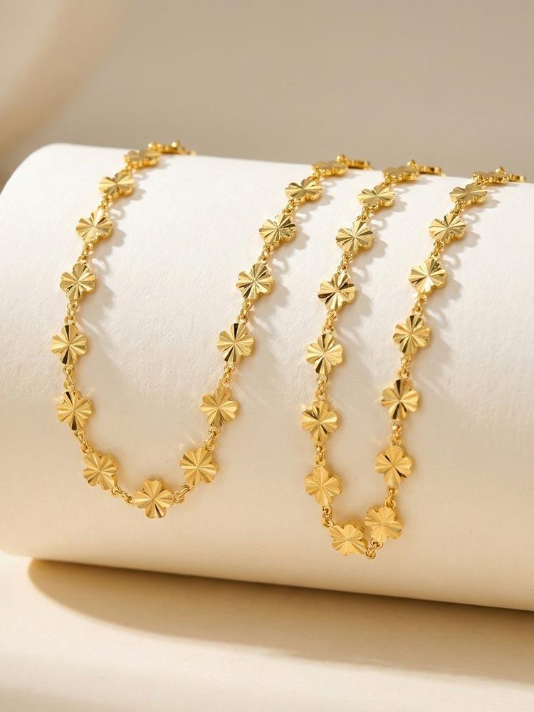 18K Gold Plated Anklet, Stainless Steel Lucky Foot Chain, Minimalist Ankle Bracelet for Women Beach Jewelry