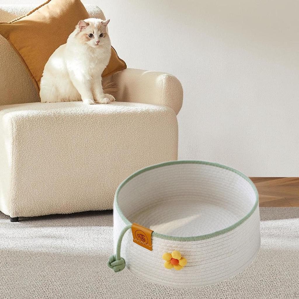 Cat Bed Cotton Rope Handwoven Furniture Protection Easy To Clean Universal Sleeping House Cute Style