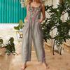 Tuta da donna casual alla moda ampia con spalline posteriori e gamba larga con stampa vintage
