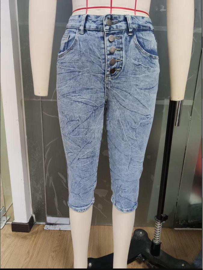 High-Waisted Light Denim Jeans for Women - Summer Spicy Style, High-Elastic Tight Fit