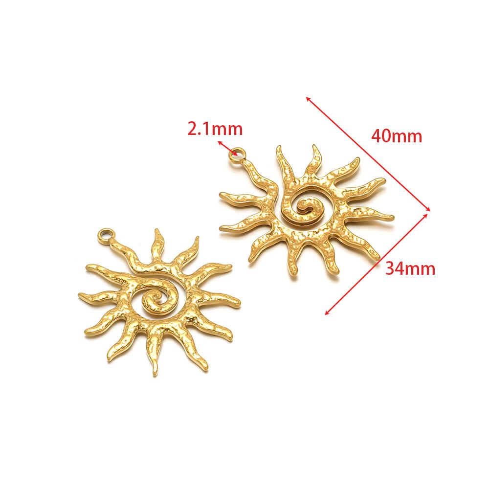 5Pcs Stainless Steel Multistyle Sun Charms Flower Pendants for DIY Retro Jewelry Making Handmade Necklace Earrings Findings Bulk