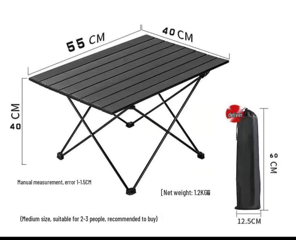 Portable Foldable Roll-Up Iron Camping Picnic Table with Iron Pipe Bracket