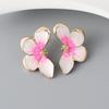Pinkdudu Vintage Pearlescent Painted Petals Zinc Alloy Earrings Simple Stud Earrings Women Jewelry PD2362