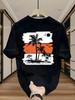 Tropical Graphic Shortsleev TShirt Vibrant Palm Tree Sunset Design Casual Oneck Summer Streetwear Harajuku Casual Unique Tee