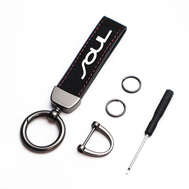 RXEC6 Multiuse Fashing Decoration Suede Car Key Rings For Men Women Fashion Key Accessory Keyrings Gifts For KIA Soul Car Accessories