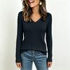 Women's Casual V-Neck Pullover Long Sleeve Sweater for Everyday Wear