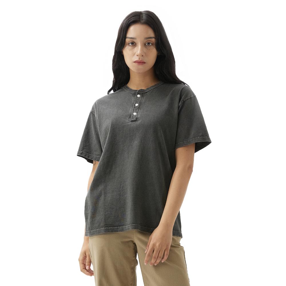 Guson Henley Neck Short Sleeve T-Shirt - Pigment Black