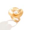 Exaggerated French Disc Pleated Metal Ring, Simple Irregular Niche Flower Ring