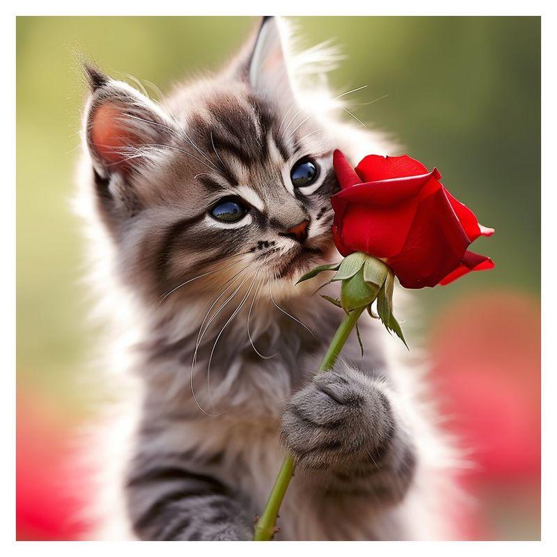 

5d DIY Алмазная картина Кошка Полный квадратный и круглый цветок Роза Алмазная вышивка Украшение Домашний художественный комплект Full Round 20x20CM