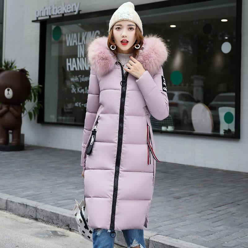 

Зимняя приталенная женская куртка средней длины с капюшоном и большим меховым воротником, на пуху и хлопковой подкладке XXL