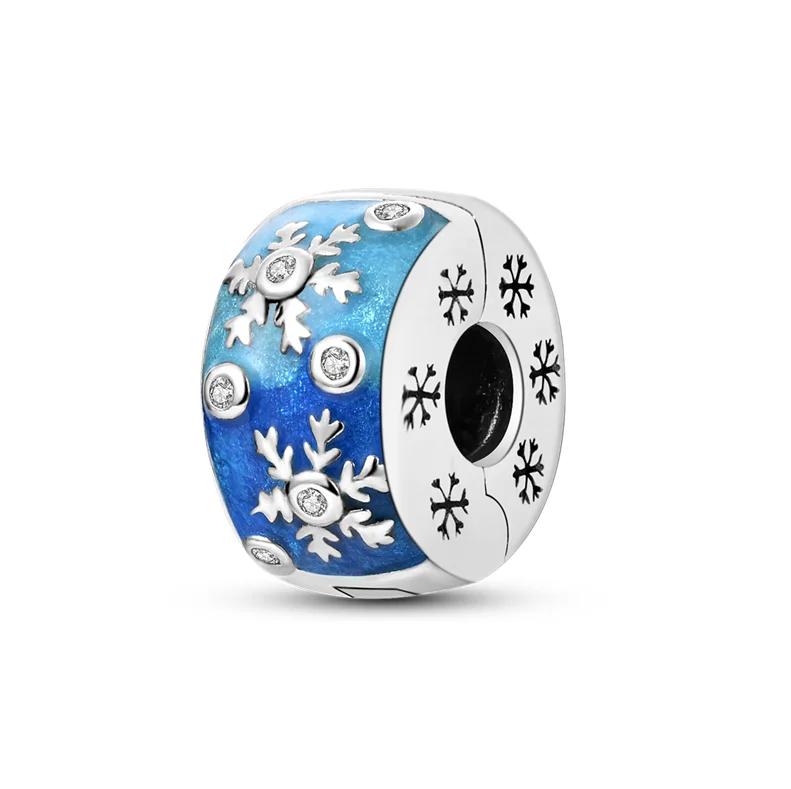 Original Copper Christmas Gift Snowflake Penguin Heart Beads Charms For Pan Bracelet Diy Women Jewellery