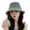 New letter rough edge fisherman hat children big head circumference showing face small bucket hat versatile retro denim basin hat