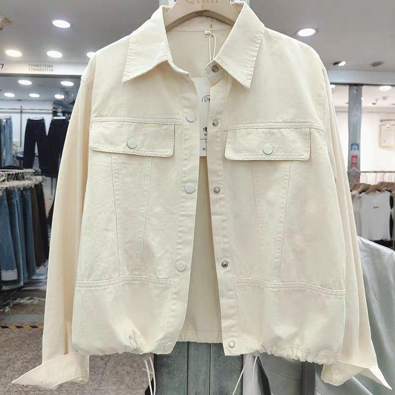 Женская укороченная рубашка с кулиской по низу - Весна 2026 Корейский стиль Универсальный топ Верхняя одежда Large абрикосовый