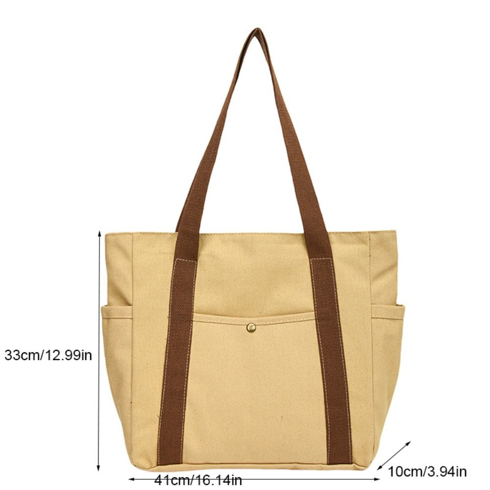 Korean Style Shopping Handbag Solid Color Cloth Shoulder Bag Portable Canvas Tote Bag  Students