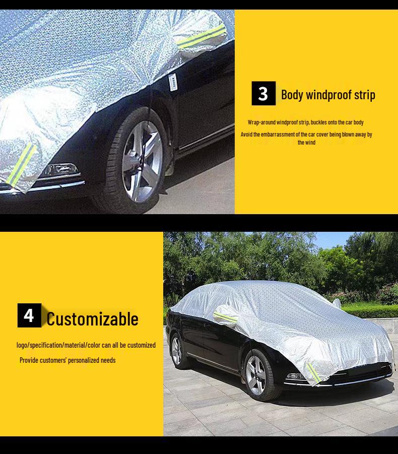 Aluminum Quilted Car Cover: Sun Protection & Insulation for Front Windshield and Windows