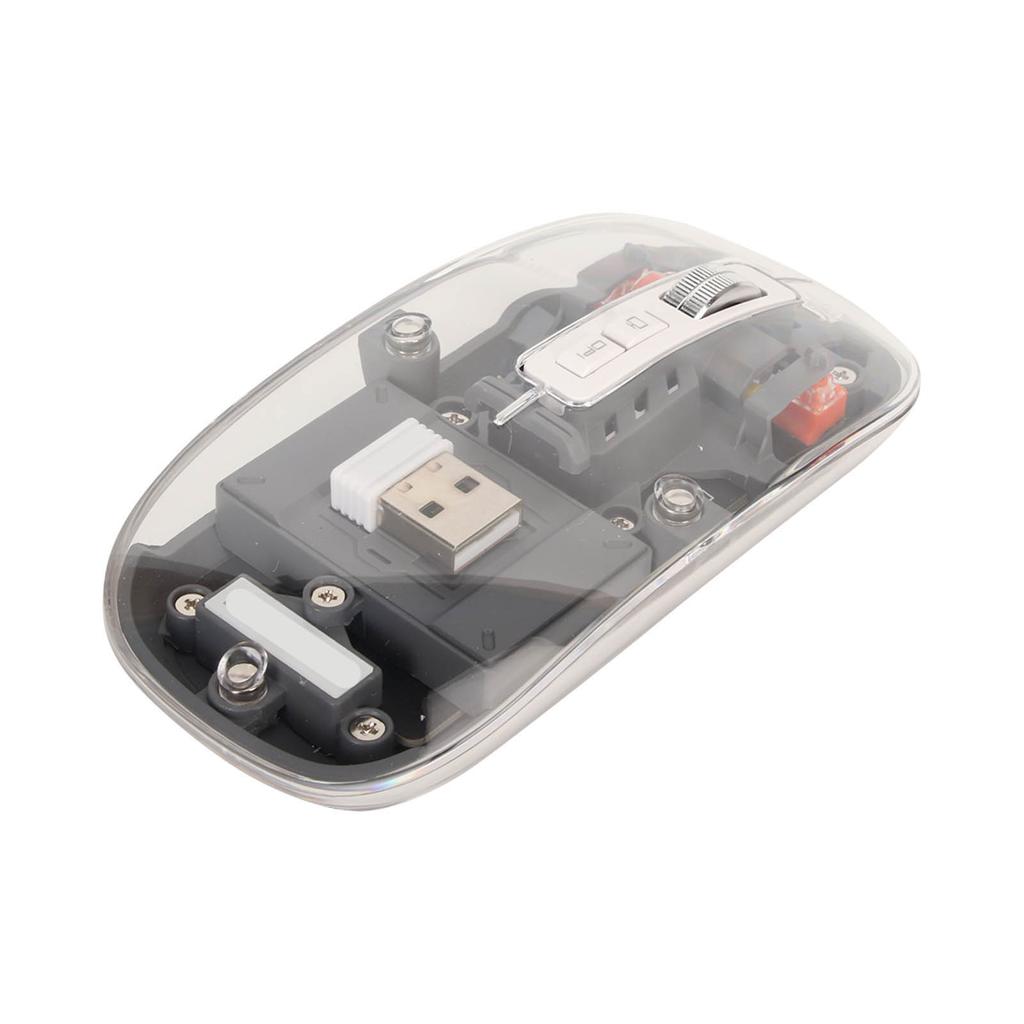 Wireless 2.4G Bluetooth Transparent Mouse 2400 DPI Rechargeable 400mAh RGB Colorful Wireless Mouse Gray