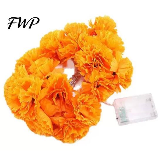Decorative Lights for Desks 10FT LED Chrysanthemum String Light, Battery Operated Artificial Marigold Garland Realistic Flower Shape Lamps Fairy Light