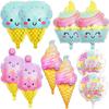 Colorful Summer Candy & Ice Cream Theme Balloons Pink Birthday for Princess Chocolate Donut Food Foil Balloons Set