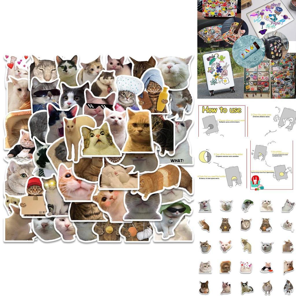 Cute Cat Doodle Stickers For Luggage Notebooks Water Bottles And More! Waterproof And Adhesive.