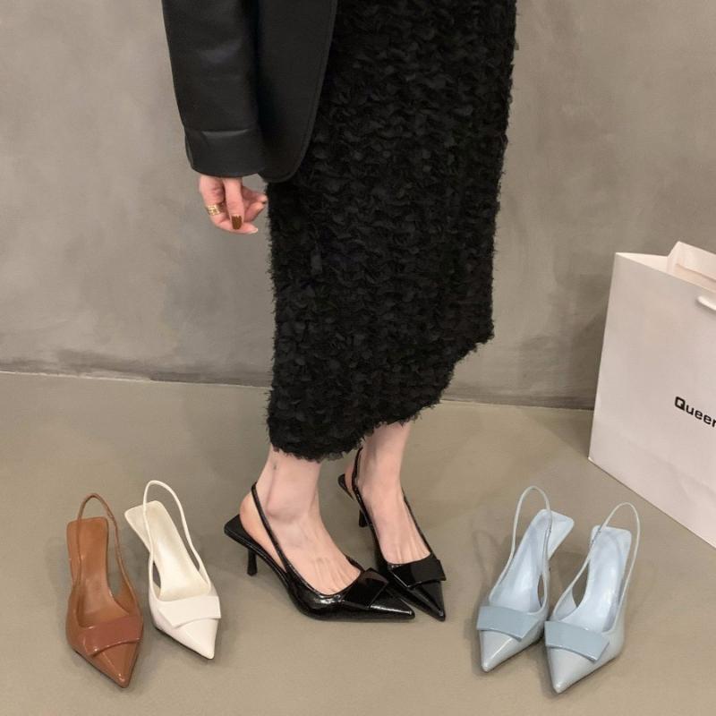 Pure Black High Heels Sexy Breathable Sandals for Ladies Professional Banquet Shoes Fashionable Comfortable French Pointed Shoes