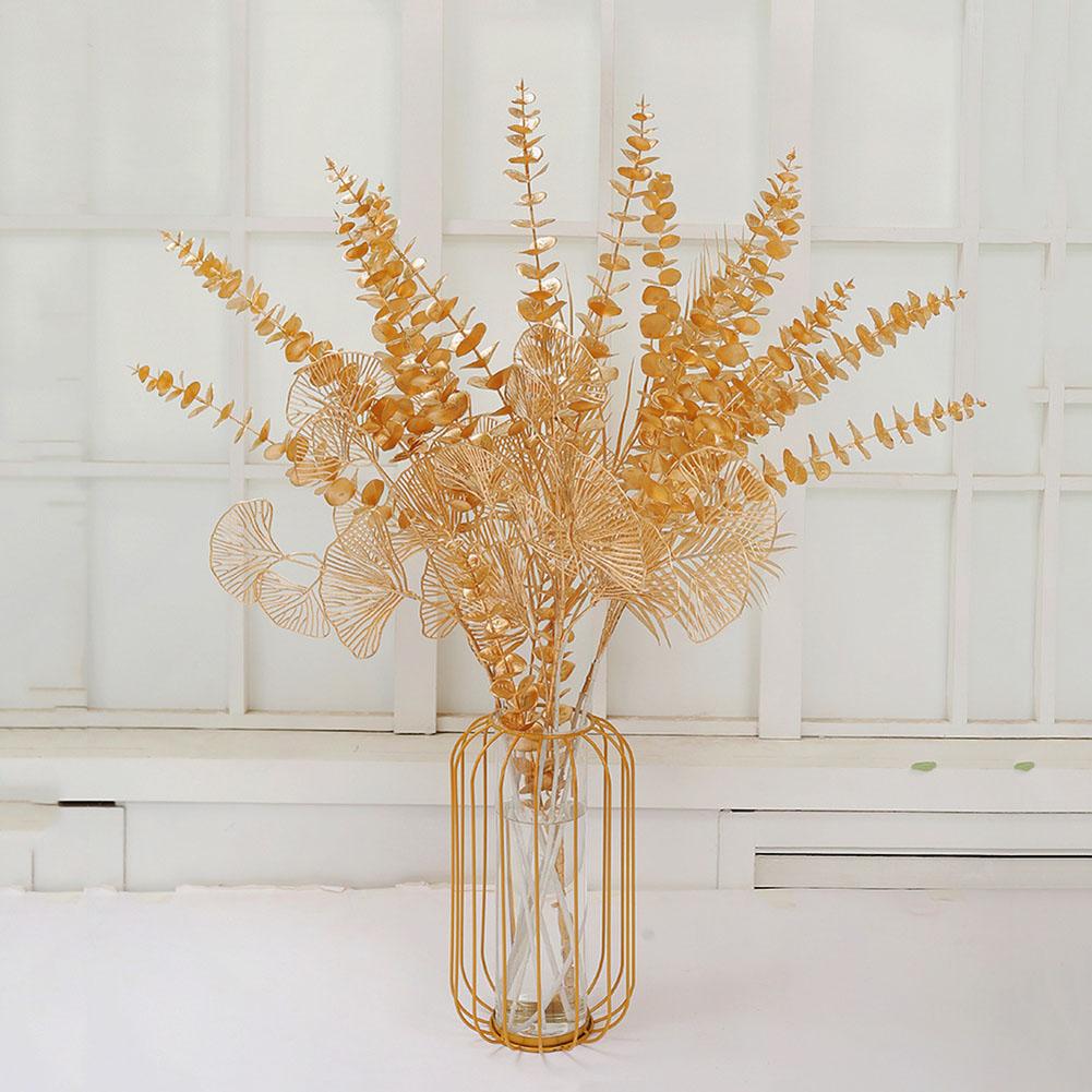Gold Fan Leaf Simulated Flower Golden Color Plastic
