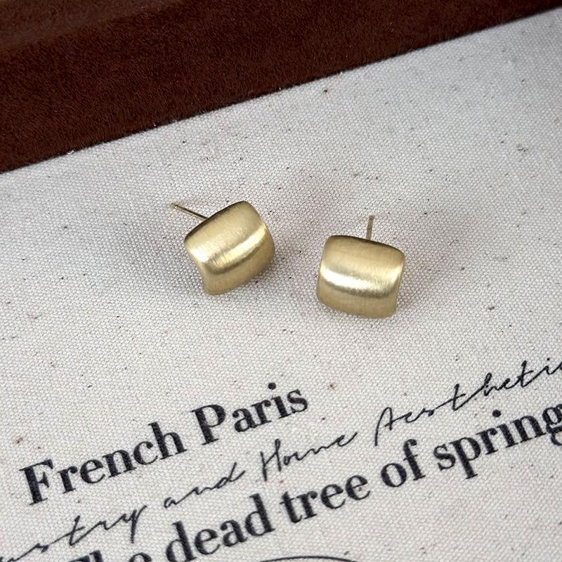 

Серьги квадратной геометрической формы из матового металла с матовым эффектом для женщин с простым и изысканным чувством легкости, роскошные серьги золотой
