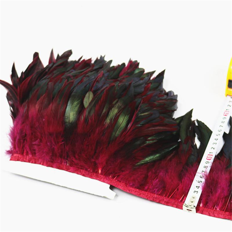 10Meters/Lot White Colored Rooster Feather Trim Ribbon Tape Skirt Fringe Pheasant Feathers For Crafts Diy Jewelry Clothes Plumas