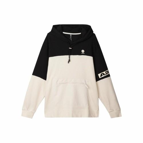 adidas casual sports pullover hoodie with color blocks, unisex, L